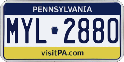 PA license plate MYL2880