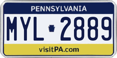 PA license plate MYL2889