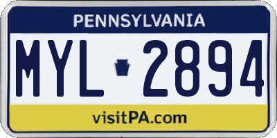 PA license plate MYL2894