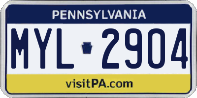 PA license plate MYL2904