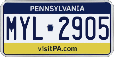 PA license plate MYL2905