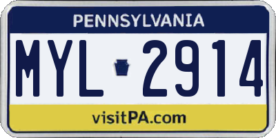 PA license plate MYL2914