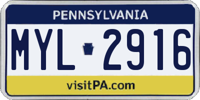 PA license plate MYL2916