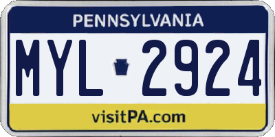 PA license plate MYL2924