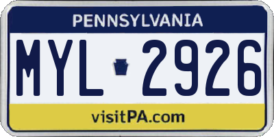 PA license plate MYL2926