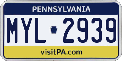 PA license plate MYL2939