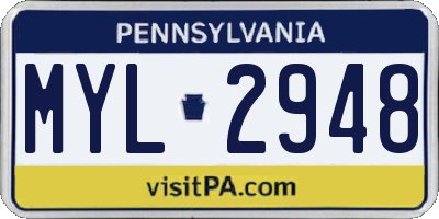 PA license plate MYL2948