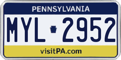 PA license plate MYL2952