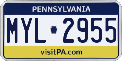 PA license plate MYL2955