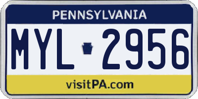 PA license plate MYL2956