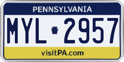 PA license plate MYL2957