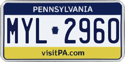 PA license plate MYL2960