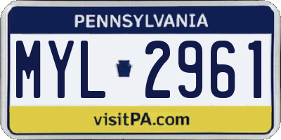 PA license plate MYL2961