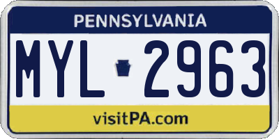 PA license plate MYL2963