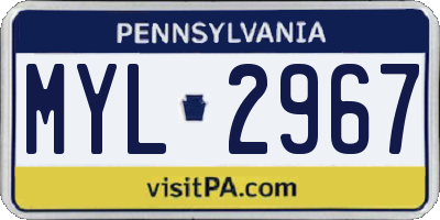 PA license plate MYL2967