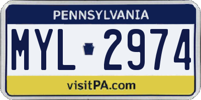 PA license plate MYL2974