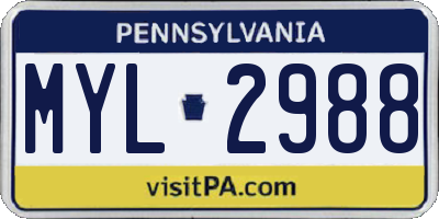 PA license plate MYL2988