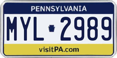 PA license plate MYL2989