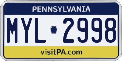 PA license plate MYL2998