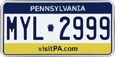 PA license plate MYL2999