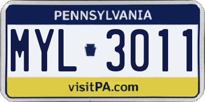 PA license plate MYL3011