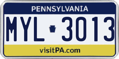 PA license plate MYL3013