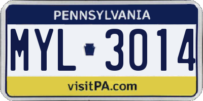 PA license plate MYL3014