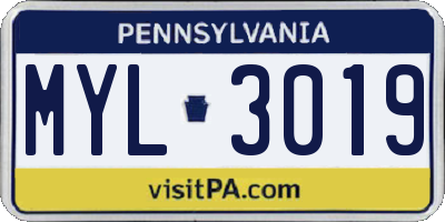PA license plate MYL3019