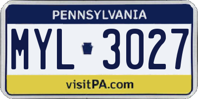 PA license plate MYL3027