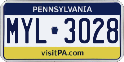 PA license plate MYL3028