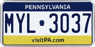 PA license plate MYL3037