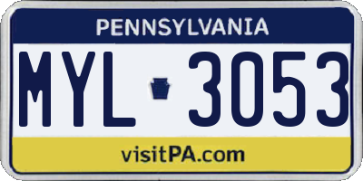 PA license plate MYL3053