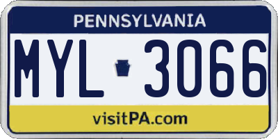 PA license plate MYL3066