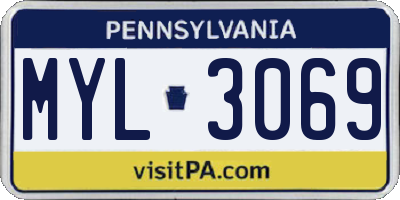 PA license plate MYL3069