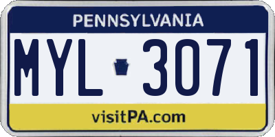 PA license plate MYL3071