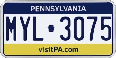 PA license plate MYL3075