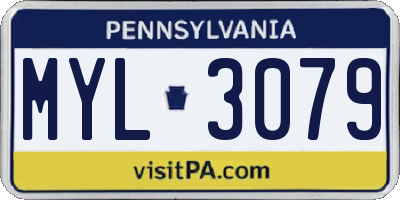PA license plate MYL3079