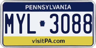 PA license plate MYL3088
