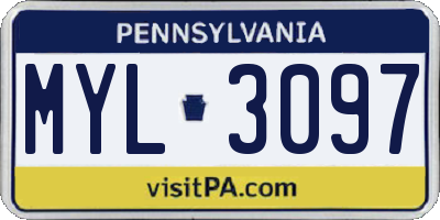 PA license plate MYL3097