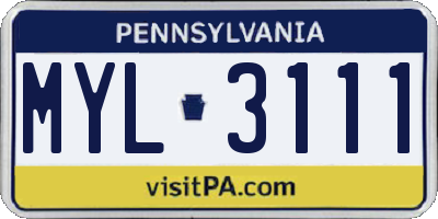 PA license plate MYL3111