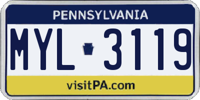 PA license plate MYL3119