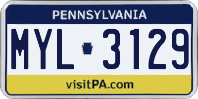 PA license plate MYL3129