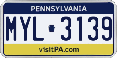 PA license plate MYL3139