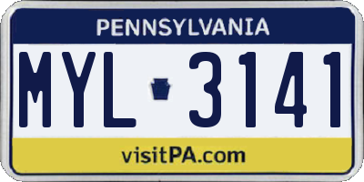 PA license plate MYL3141