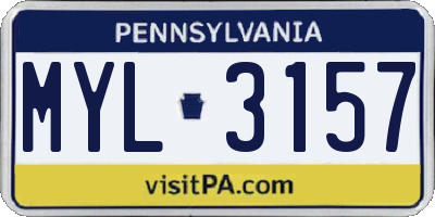 PA license plate MYL3157