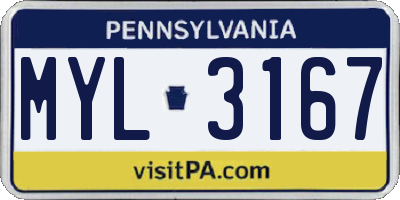 PA license plate MYL3167