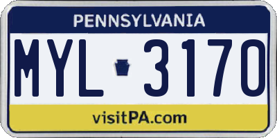 PA license plate MYL3170