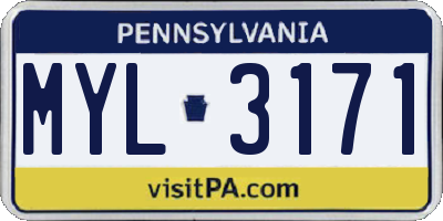 PA license plate MYL3171