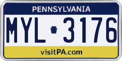 PA license plate MYL3176