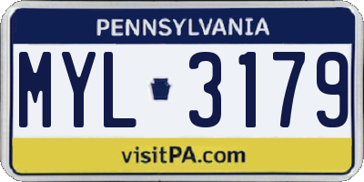 PA license plate MYL3179